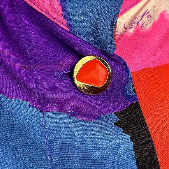 Emanuel Ungaro Parallele Paris Silk Blouse Vtg 80's Sz 6 Iconic Print Documented - Picture 4 of 16